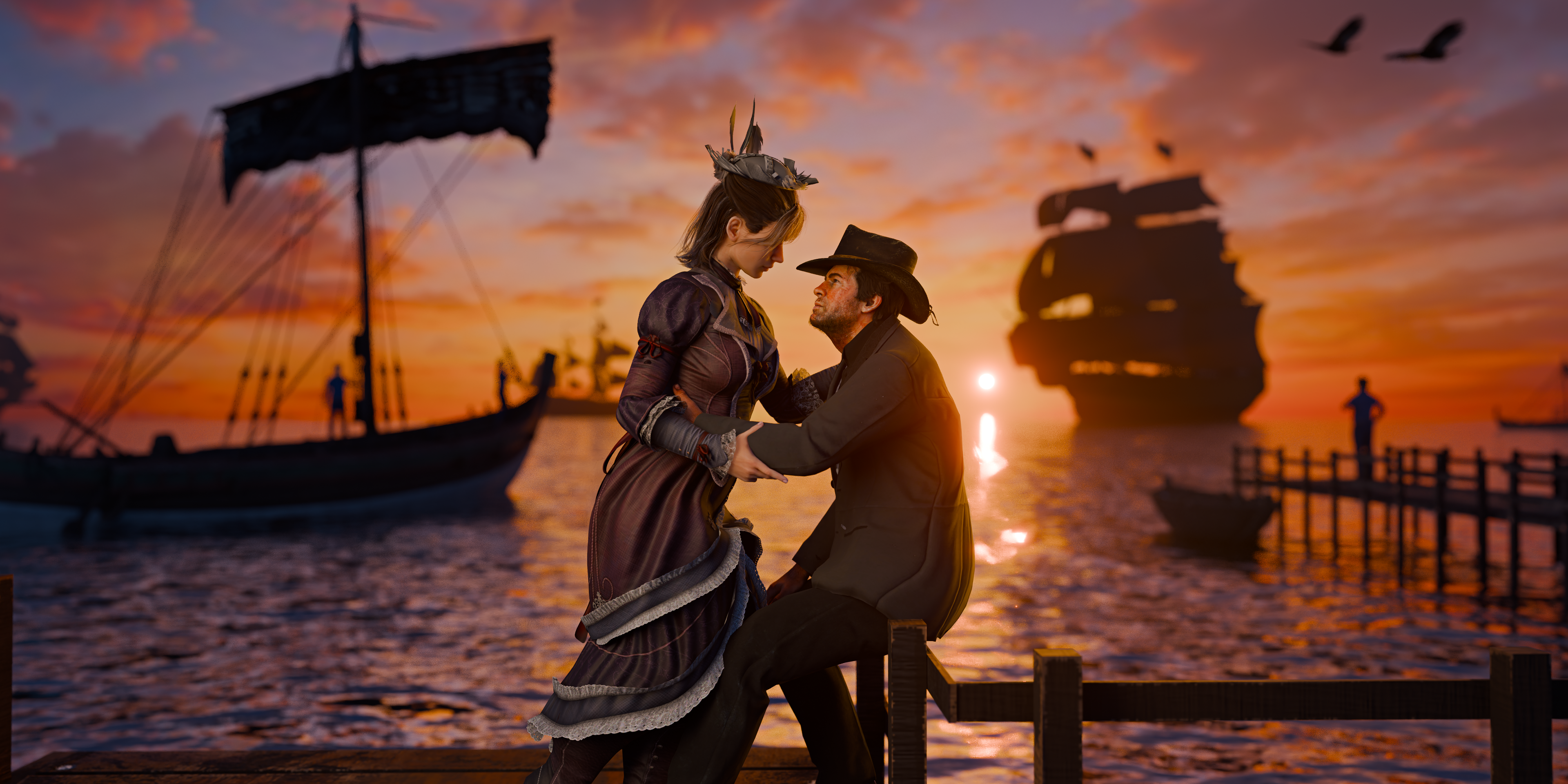 Arthur and Mary sunset render