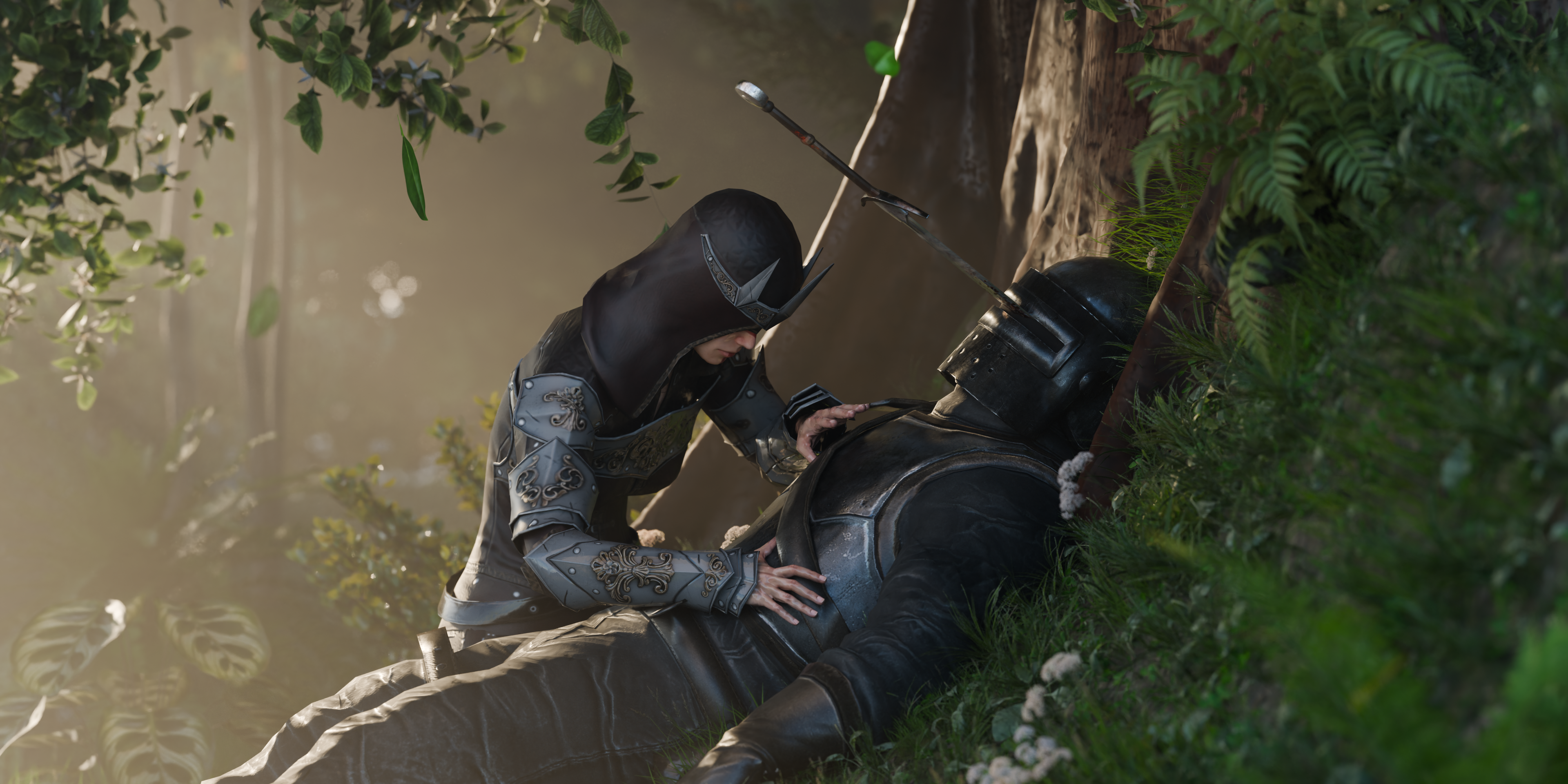 Forest cinematic scene render