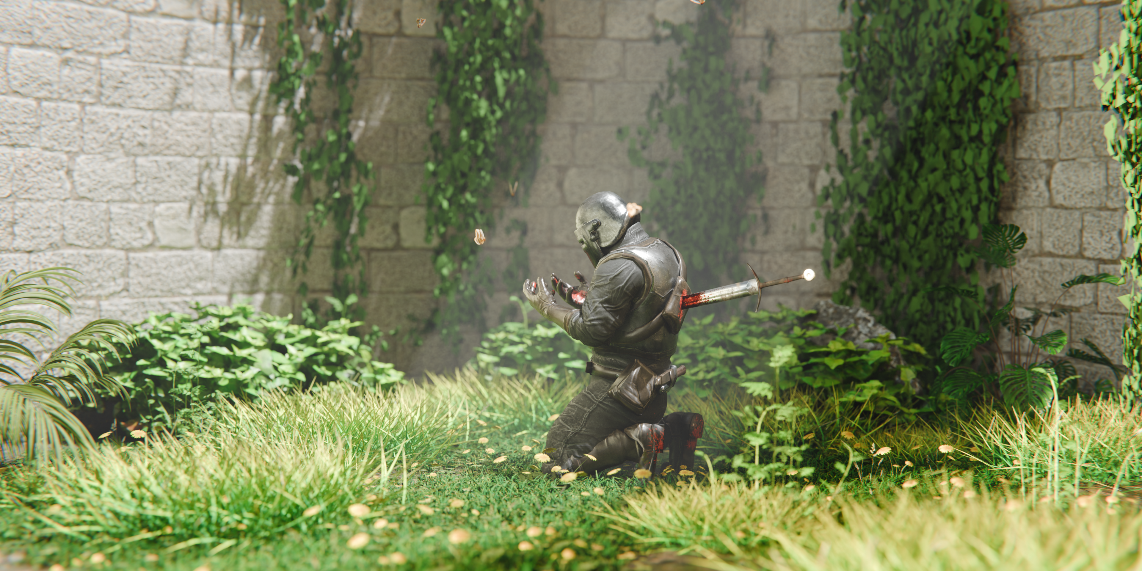 Soldier dying scene render